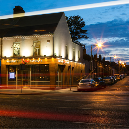 Evening viewof exterior of Independent Pizza Campany in Drumcondra, Dublin